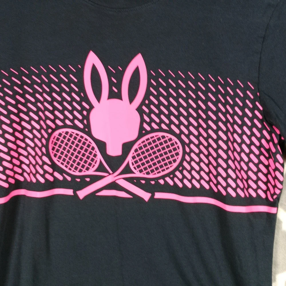 Psycho Bunny Graphic Tee Women Medium Black Pink Pima Cotton - Picture 4 of 8